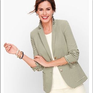 Talbots Olive Green and Cream Striped Blazer, 16P